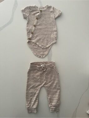 3-6M Rabbit & Bear Striped Set